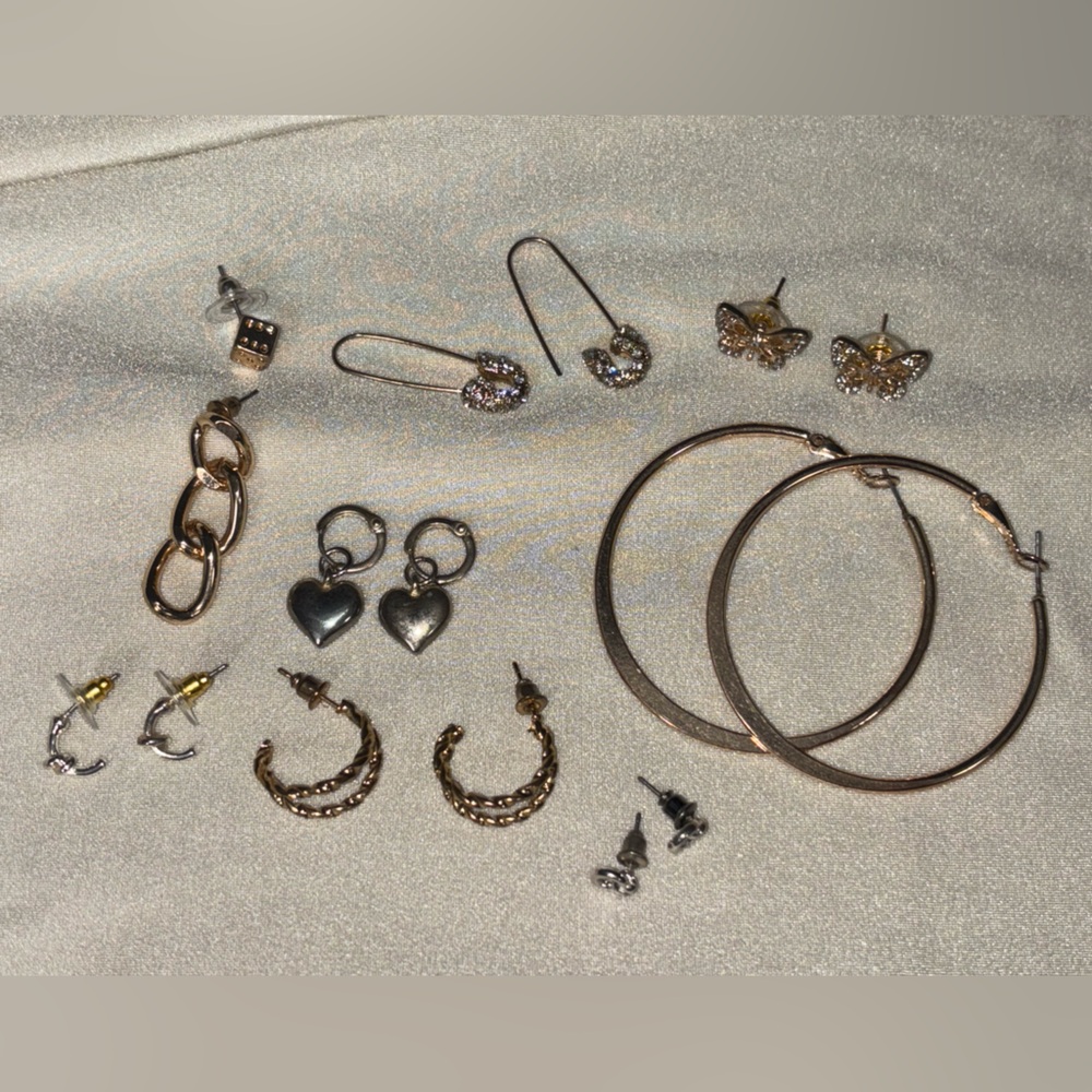 25 pcs Elegant Gold-Tone Rings Set+ Necklace+ Double Hoop Nose Ring